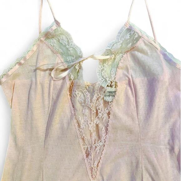 y2k cottagecore coquette Pink lace vintage slip dress - Picture 2 of 5